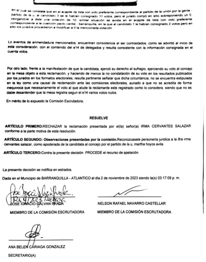 Soporte que demuestra que la comisión 5 violó el articulo 40 de la constitución política