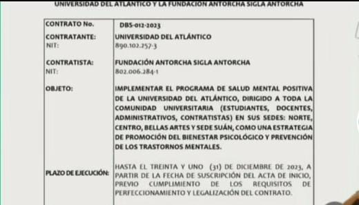 Contrato entre Universidad del Atlántico y Fundación Antorcha  