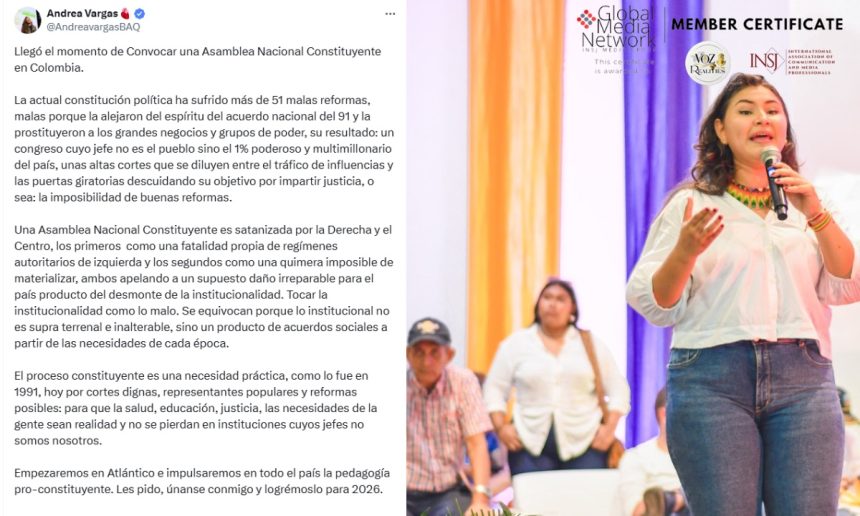 Andrea Vargas hace llamado a una Constituyente
