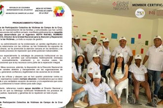 Comunidades de víctimas de Campo de la Cruz respaldan la gestión de Adith Rafael Romero en la Unidad para las Víctimas