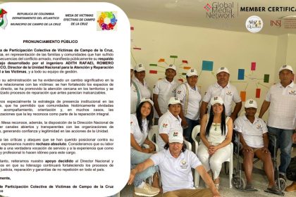 Comunidades de víctimas de Campo de la Cruz respaldan la gestión de Adith Rafael Romero en la Unidad para las Víctimas