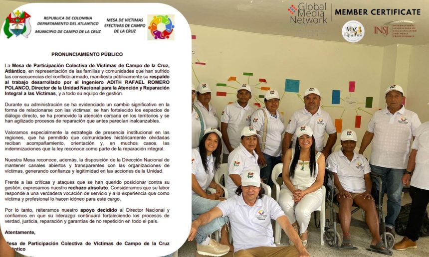 Comunidades de víctimas de Campo de la Cruz respaldan la gestión de Adith Rafael Romero en la Unidad para las Víctimas