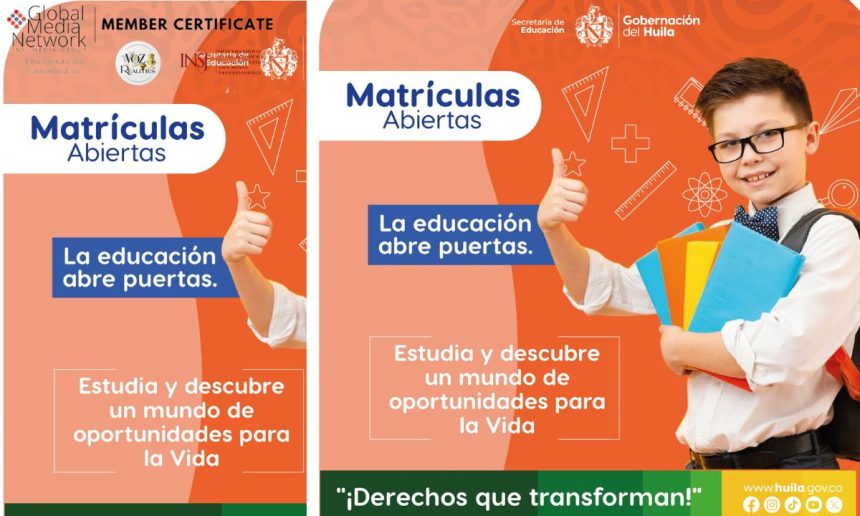 Huila apuesta por la cobertura total: el departamento busca matricular a más de 127 mil estudiantes en 2026