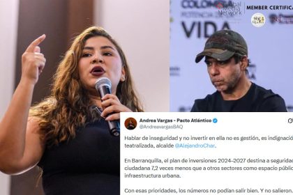 Andrea Vargas critica a Alejandro Char por inversión insuficiente en seguridad ante alza de violencia en Barranquilla