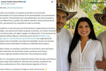 Jessica Chávez pide a Iván Cepeda abrir su campaña y sumar alianzas para fortalecer la segunda vuelta presidencial