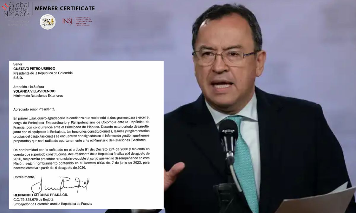 Hernando Alfonso Prada presenta su renuncia como embajador de Colombia en Francia