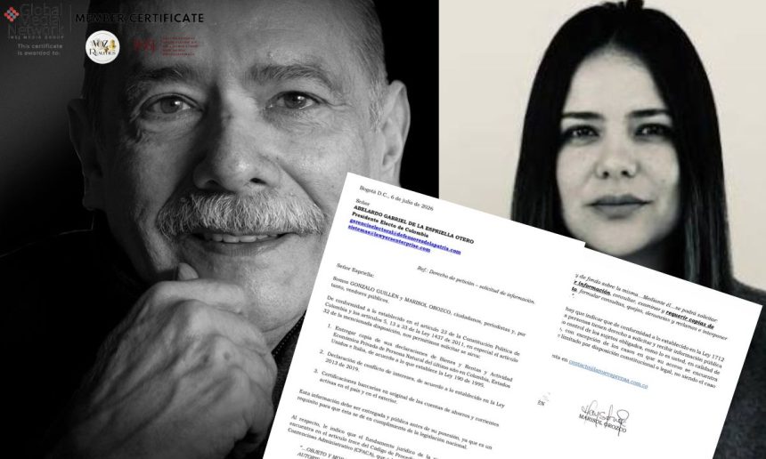 Gonzalo Guillén y Marisol Orozco solicitan al presidente electo Abelardo de la Espriella revelar su declaración de bienes y rentas
