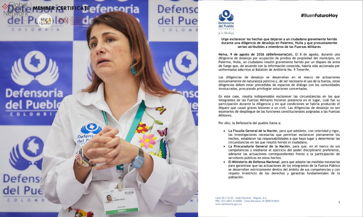 Defensoría del Pueblo pide investigar a militares por civil gravemente herido durante desalojo en Palermo, Huila