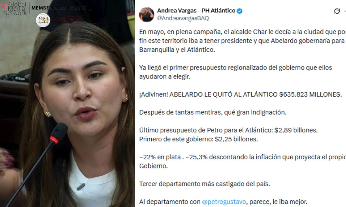 Atlántico perdería $635.823 millones en el presupuesto 2027, denuncia representante Andrea Vargas