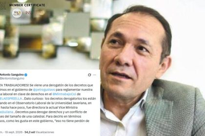 Exministro Sanguino alerta por posibles cambios a la reglamentación de la reforma laboral de Petro